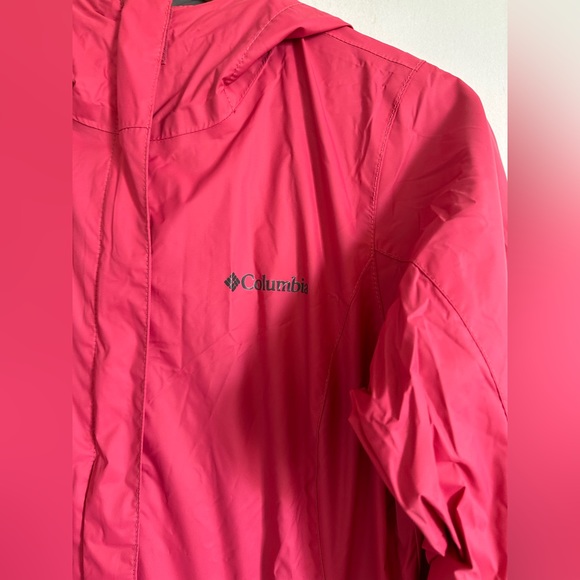 Columbia Pink Mesh Lining Zip Up 100% Nylon Hooded Rain Jacket size XS EUC - Picture 4 of 8